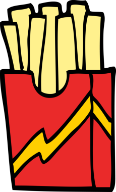 Bir insan tarafından çizilmiş abur cubur kızartmaları.