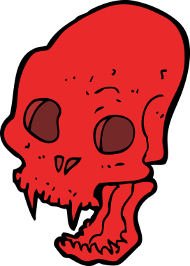 Bir insan tarafından çizilmiş ürkütücü vampir kafatası.