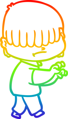 Bir insan tarafından çizilmiş dağınık saçlı bir çizgi film çocuğunun çizimi.