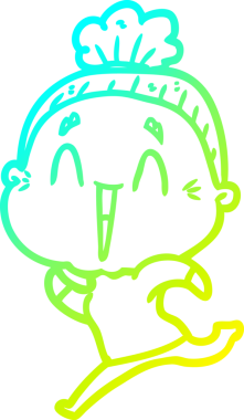 Bir insan tarafından çizilmiş, mutlu, yaşlı bir kadının çizdiği soğuk çizgi.