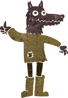 Bir insan tarafından çizilmiş bir kurt adam.