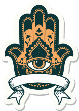 Bir insan tarafından çizilmiş hamza sancağıyla dövme stili çıkartması.