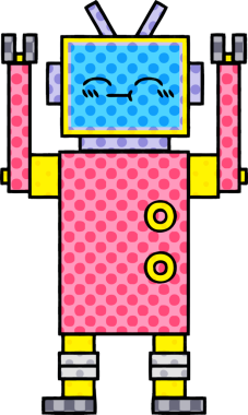 bir insan tarafından çizilmiş bir robotun çizgi roman tarzı