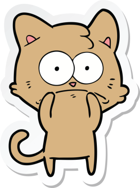 Bir insan tarafından çizilmiş karikatür asabi kedinin çıkartması.