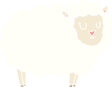 Bir insan tarafından çizilmiş düz renkli çizgi film koyunu