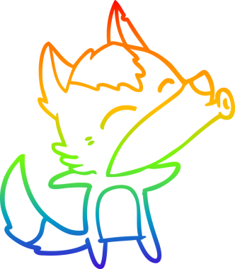 Bir insan tarafından çizilmiş uluyan bir kurdun gökkuşağı gradyanı çizimi