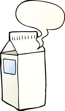 bir insan tarafından çizilmiş, konuşma baloncuklu karton süt.