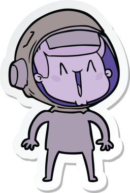 Bir insan tarafından çizilmiş mutlu bir astronotun çıkartması.