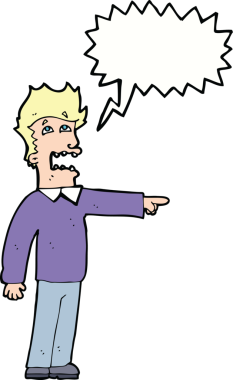 Bir insan tarafından çizilen konuşma baloncuğuyla suçlanan karikatürist.