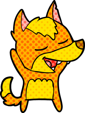 Bir insan tarafından çizilmiş tilki çizgi film karakteri