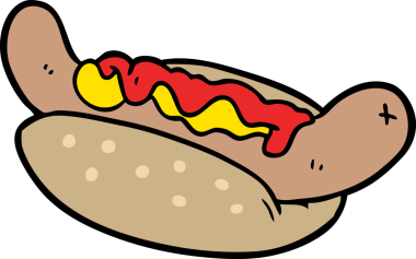 Bir insan tarafından çizilmiş taze, lezzetli bir sosisli.