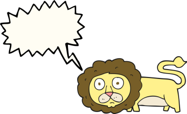 Bir insan tarafından çizilmiş serbest konuşma balonu karikatür aslanı.
