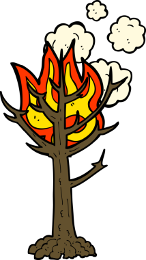 Bir insan tarafından çizilmiş çizgi film yanan ağaç.