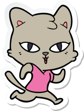 Çizgi film kedisinin çıkartması bir insan tarafından çizilmiş.