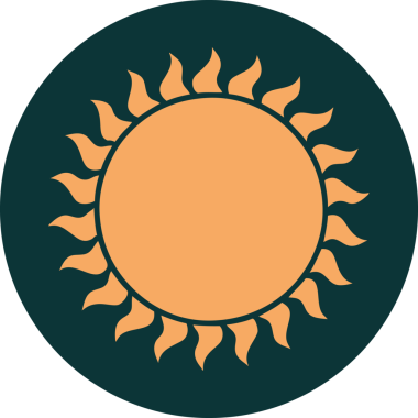 Bir insan tarafından çizilmiş bir güneşin ikonik dövme şekli