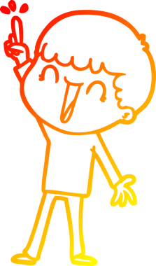 İnsan tarafından çizilmiş harika bir fikri olan bir çizgi film adamının sıcak çizgi çizimi.