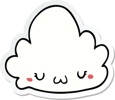 Bir insan tarafından çizilmiş şirin bir karikatür bulutunun çıkartması.