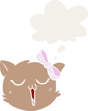 insan tarafından çizilmiş düşünce baloncuklu çizgi film kedisi yüzü