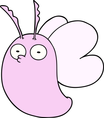 Bir insan tarafından çizilmiş komik bir kelebek.