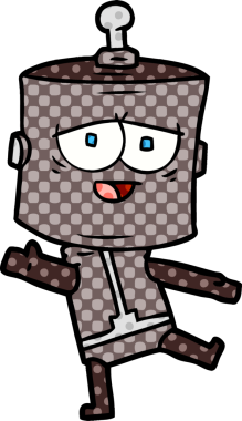 Bir insan tarafından çizilmiş çizgi film robotu