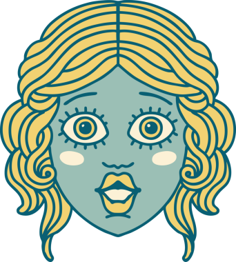 Bir insan tarafından çizilmiş kadın yüzünün ikonik dövme şekli