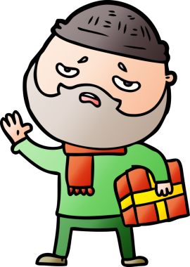 Bir insan tarafından çizilmiş sakallı endişeli bir adam.