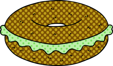 Bir insan tarafından çizilmiş çizgi roman tarzı tuhaf simit.