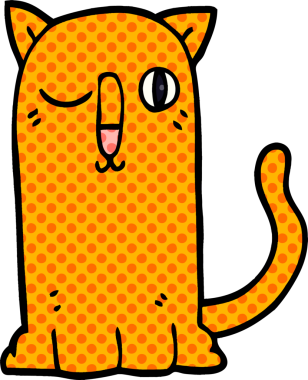 Bir insan tarafından çizilmiş komik bir kedi.