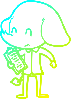 Bir insan tarafından çizilmiş şirin bir filin soğuk gradyan çizgisi