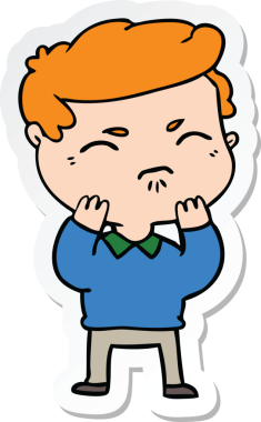 Bir insan tarafından çizilmiş bir karikatür çıkartması.