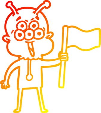 Bir insan tarafından çizilmiş mutlu çizgi film uzaylısının sıcak çizgi çizimi