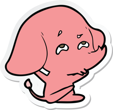 Bir insan tarafından çizilmiş karikatür filinin çıkartması.