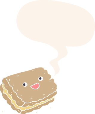 bir insan tarafından çizilmiş eski usul konuşma baloncuklu çizgi film bisküvisi