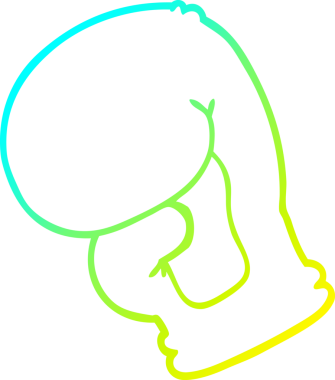 Bir insanın çizdiği çizgi film boks eldiveninin soğuk gradyan çizgisi.