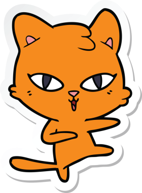 Bir insan tarafından çizilmiş çizgi film kedisinin çıkartması.