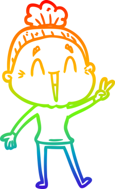 Gökkuşağı gradyan çizgi çizimi Bir insan tarafından çizilmiş mutlu yaşlı kadın