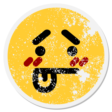 bir insan tarafından çizilmiş utangaç yüz dairesel etiketi