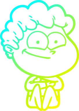 Bir insan tarafından çizilmiş mutlu bir adamın soğuk çizgi çizimi.