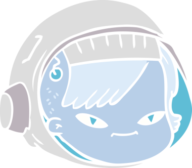 Bir insan tarafından çizilmiş düz renk çizgi film astronot yüzü