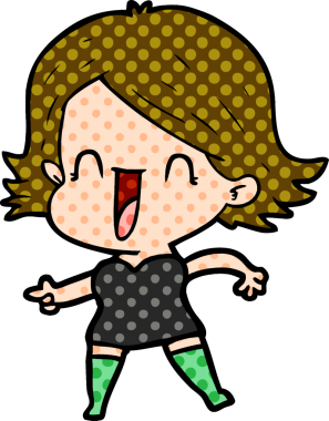 Bir insan tarafından çizilmiş gülen kadın çizgi filmi.