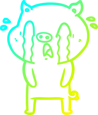 Bir insan tarafından çizilmiş ağlayan domuz çizgi filmi.