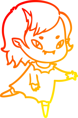 Bir insan tarafından çizilmiş, çizgi film karakteri, arkadaş canlısı vampir kız çizimi.