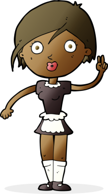 Çizgi film garsonu bir insan tarafından çizilmiş el hareketi yapıyor.