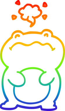 Bir insan tarafından çizilmiş komik bir kurbağanın çizdiği gökkuşağı gradyanı çizimi