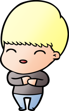 Bir insan tarafından çizilmiş mutlu çizgi film çocuğu.