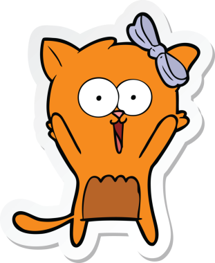 Bir insan tarafından çizilmiş çizgi film kedisinin çıkartması.