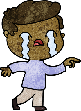 Bir insan tarafından çizilmiş ağlayan çizgi film adamı.