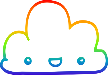 gökkuşağı gradyan çizgi çizimi bir insan tarafından çizilmiş küçük mutlu bulut