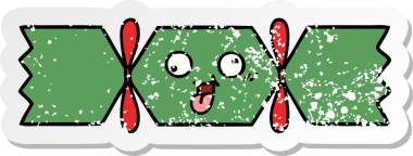 Bir insan tarafından çizilmiş tatlı bir noel krakerinin sıkıntılı çıkartması.