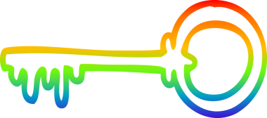 gökkuşağı gradyan çizgi çizimi bir insan tarafından çizilmiş eski bir anahtar